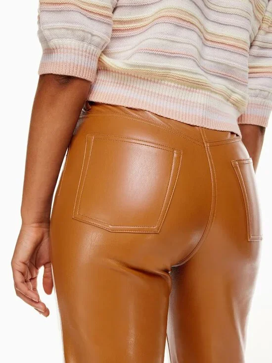 Wilfred The Melina High-waisted Vegan Leather pants NEW Size 2 Rich Chestnut - Picture 4 of 5